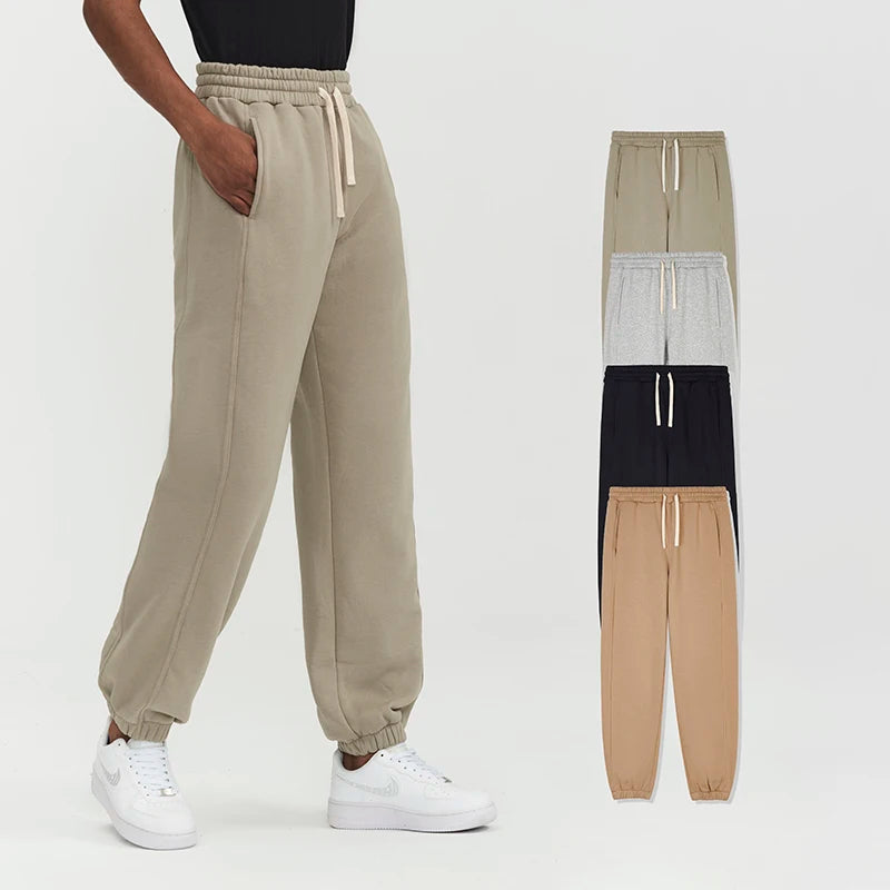 390G Logo Customizable Elastic Waist Outdoor Jogger Sports Sweat Pants Men Cotton Daily Leisure Jogger Pants