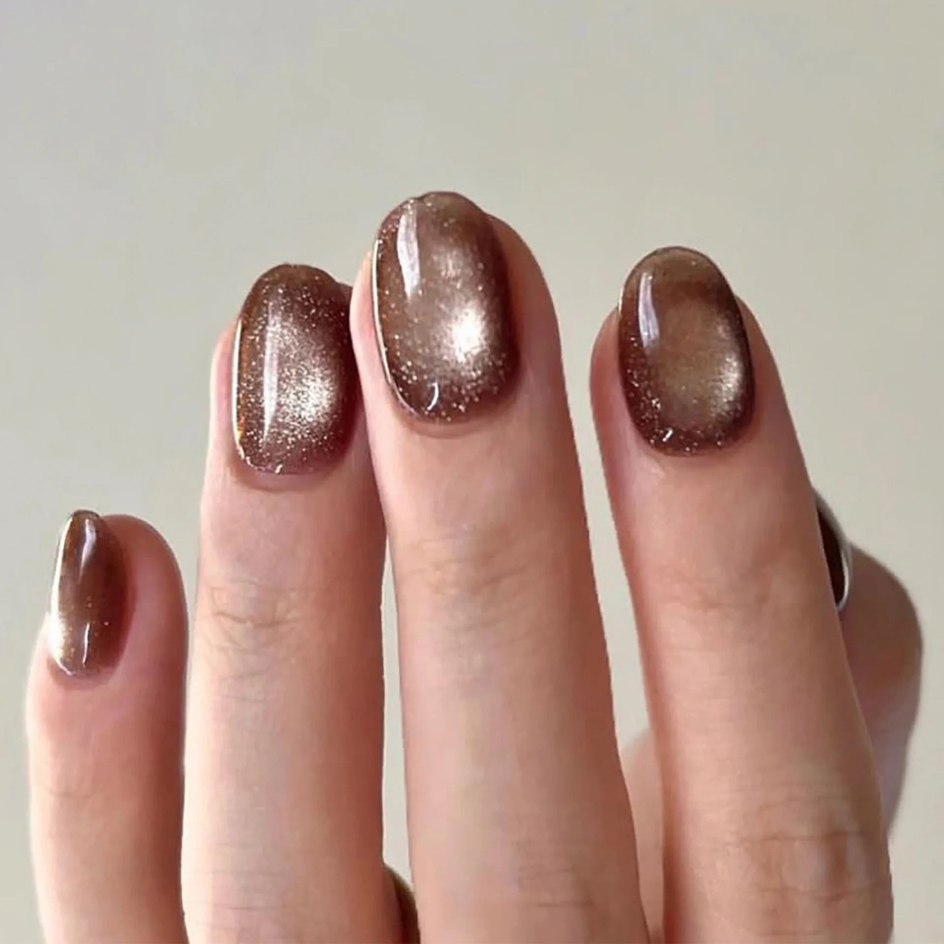 Wholesale 24 Pcs/set Classic French Short Deep Brown Mixed Color Cat Eye ABS Full Cover Finger Nail Tips Press Nails 3227/3279