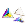 Triangle Flat Back Double Hole Sewing Crystal Glass Loose Rhinestones for DIY Costume Dress & Clothes Crafts