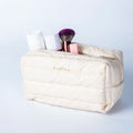 2025 New Custom logo Women's Quilted Polyester Puff Cosmetic Bag Stylish Hot Selling Travel Makeup Bag with Zipper Daily Usage