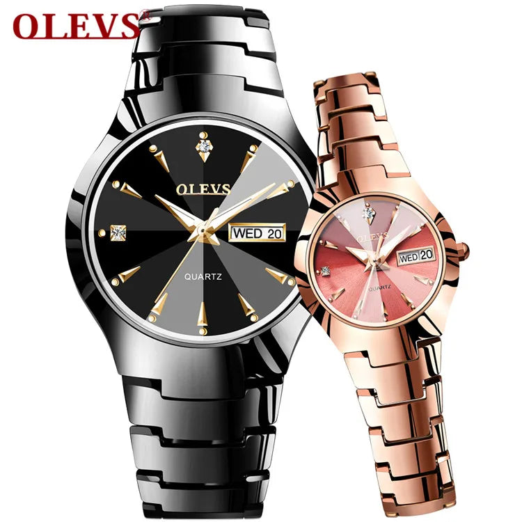 OLEVS 8697 Authentic Waterproof Watch Fashion Korean Couple Watch Tungsten Steel Casual Quartz Male Female Watch