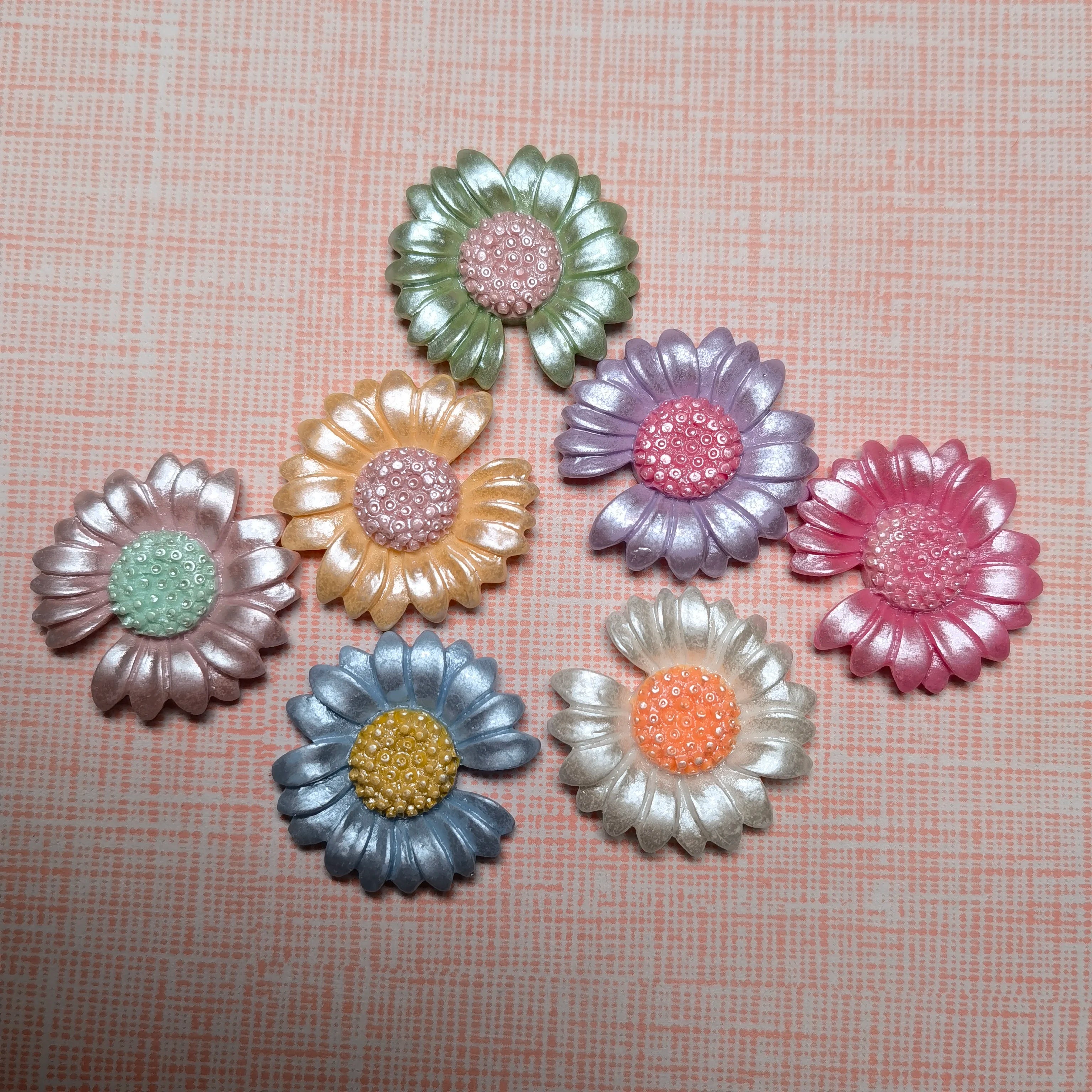 Daisy Resin Flower Charms 25mm Flatback Cabochons Unscented Peony Embellishments for Scrapbooking Phone Case Hair Accessories