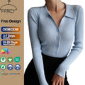 Factory Direct Autumn New Knitted POLO Collar Women Top Short Sweater Cardigan for Women