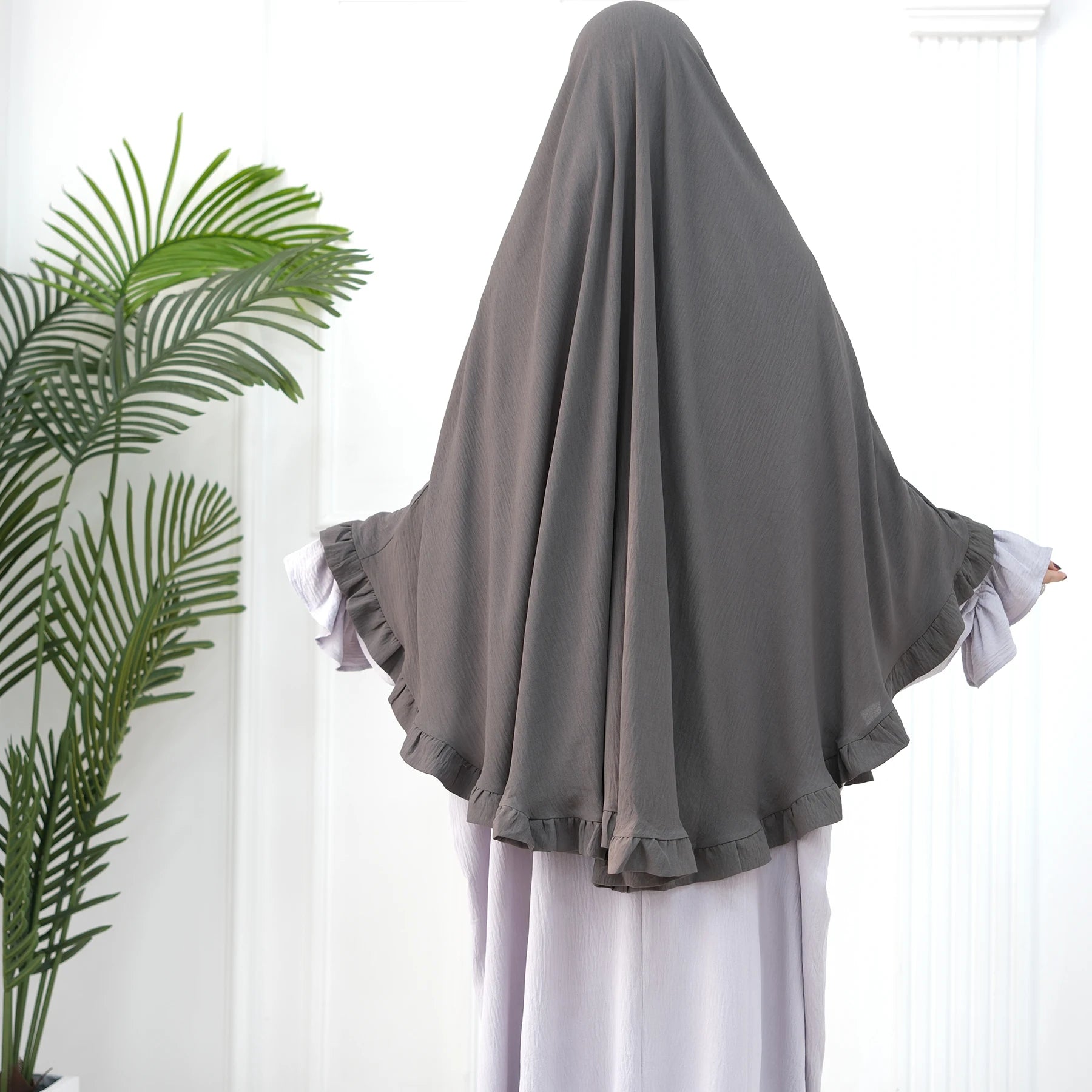 Loriya New Ruffles Khimar Abaya Dress Top Jilbab Muslim Women Prayer Hijab Scarf Ramadan Islamic Clothing Khimar