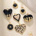 Gold Plated Leopard Print Zircon Pendants Enamel Heart Bracelet Charms Pendant for Jewelry Making Accessories for Necklace