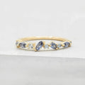Trendy Women Jewelry Minimalist Knuckle 925 Silver Rings 14k Plating Gold Ring Designs for Girls with Blue Stone for Gift