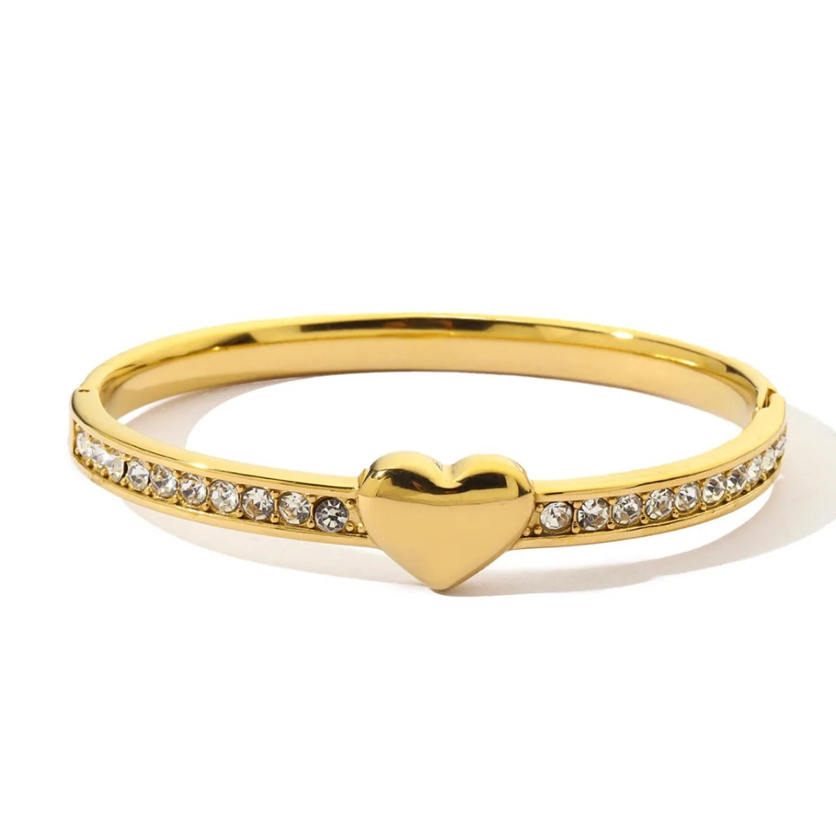 Wholesale Luxury Designer Stainless Steel Women's Fashion Bracelet Zircon Inlaid Heart Charm for Anniversary Gift
