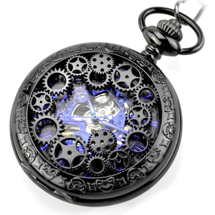 BOSHIYA Modern Luxury Metal Steel Custom logo Blue Dial Mechanical Pocket Watch