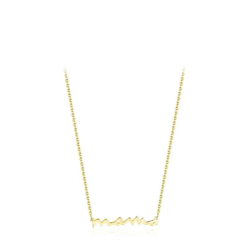 Fashion Minimalist Jewelry 925 Sterling Silver Mom Necklace Letter Mama Pendant Gold Plated Necklaces for Mother's Day Gifts