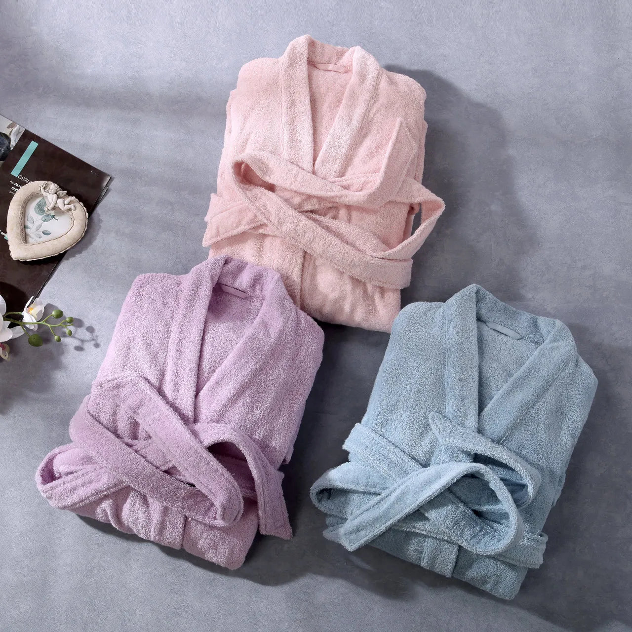 Custom Cove up 100%cotton Bathrobes Women Soft and Absorbent Plain Dyed Comfortable Kimono Collar Towel Bathrobe
