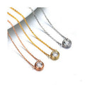 Minimalist Stainless Steel PVD Gold Plated Link  Chain Round Clear Zircon Necklace