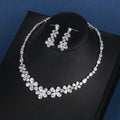 Genya Luxury Wedding Accessories Women Jewelry Set Bridal Crystal Brass Zircon Jewelry Necklace Earrings Set