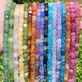 AsVrai U Natural Stone Beads 8mm Square Tourmaline Amazonite Agates Jade Round Bead for Jewelry Making DIY Bracelets Accessories