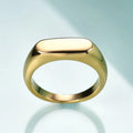 Hot Selling Custom Name Stainless Steel 18K Gold Plated Simple Design Signet Ring High Polished Long Strip Personality Ring