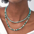 Handmade Natural Stone Tube Rice Bead Brass Beads Beaded Knotted Necklace Jewelry for Women