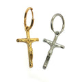 Fashion Women Crucifix Huggie Earring Stainless Steel Jewelry Gold Plated Jesus Pendant Cross Hoop Earrings