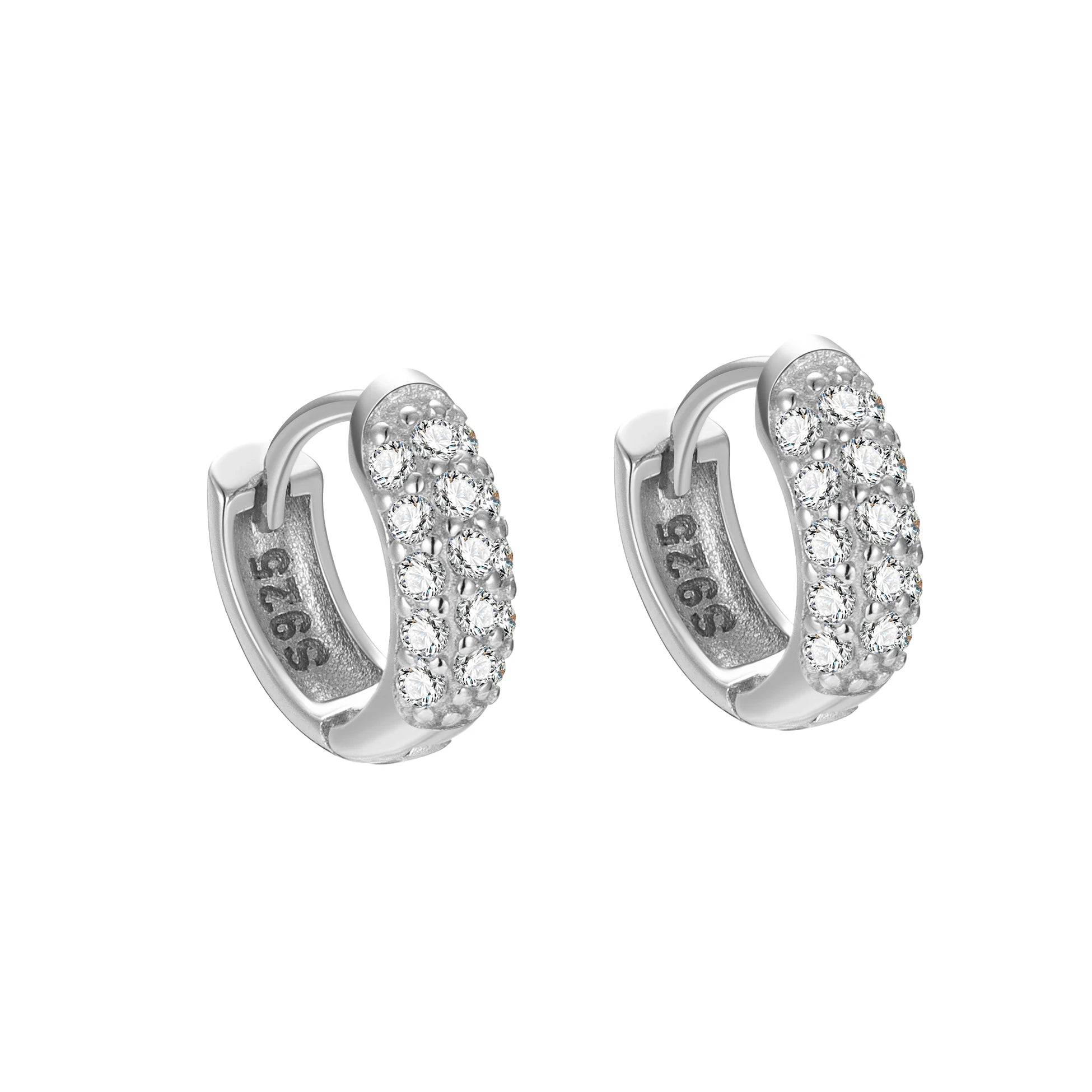 Paved CZ Earrings 925 Sterling Silver Round Circle Zirconia Gold Plated Luxury Earring for Women Wholesale Fine Jewelry