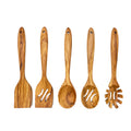 Factory 5 Pieces Olive Wood Kitchen Utensils Wooden Cooking Turner Spoon Best Wooden Utensils Set