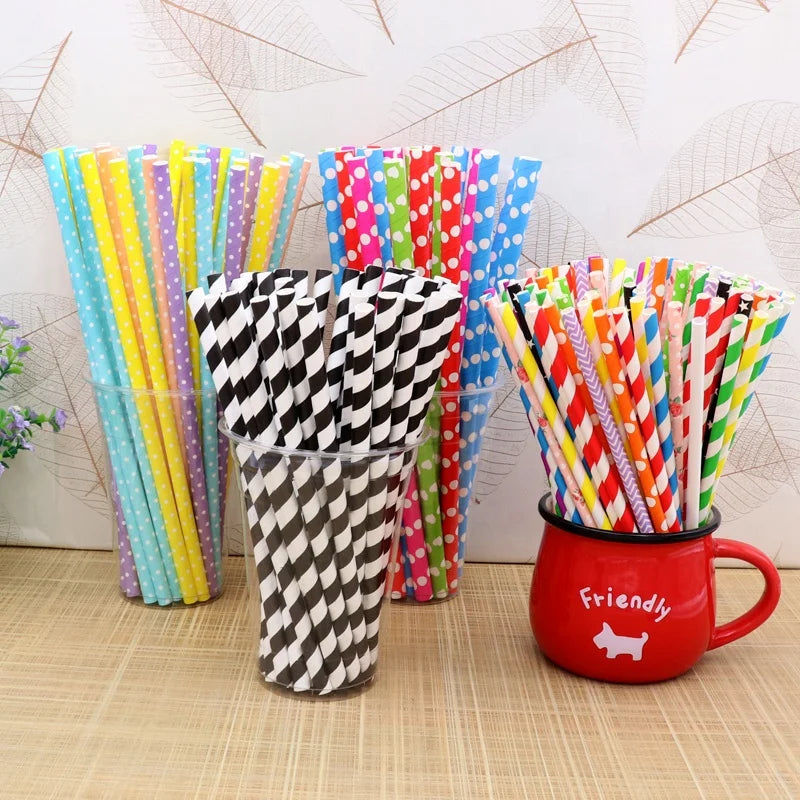 High Quality Customized Bobbin Bitbear White Kraft Paper Party Christmas Design Eco Friendly Drinking Straws