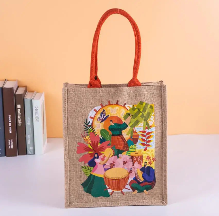 Wholesale Factory Directly Sell Reusable Folding Sublimation Printing Jute Bag Shopping Bag Recycled