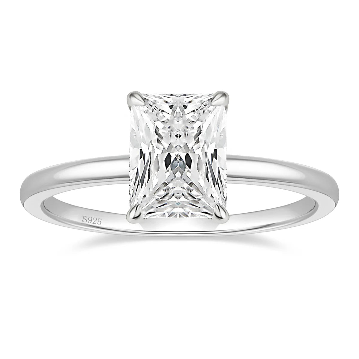 OAHLAN 3CT 925 Sterling Silver Engagement Rings Radiant Cut Solitaire Cubic Zirconia CZ Promise Rings Wedding Bands for Women