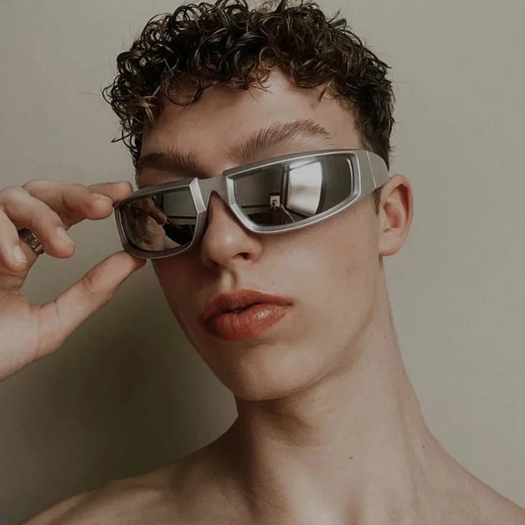 Wholesale Steampunk Women Gafas De Sol Men Uv400 Punk Shades Colorful Fashion Eyewear Silver Mirror Sports Y2k Sunglasses