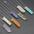 Wholesale Healing Stones Crystal Long Shape Pendant Light Modern Jewelry Natural Crystal Agate Irregular Flat Long Necklace