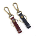 Hot Selling Fashion Jewelry Body Chain New Vintage Real Leather Key Chain with Bronze Buckle Keyrings for Promotional Carabiners