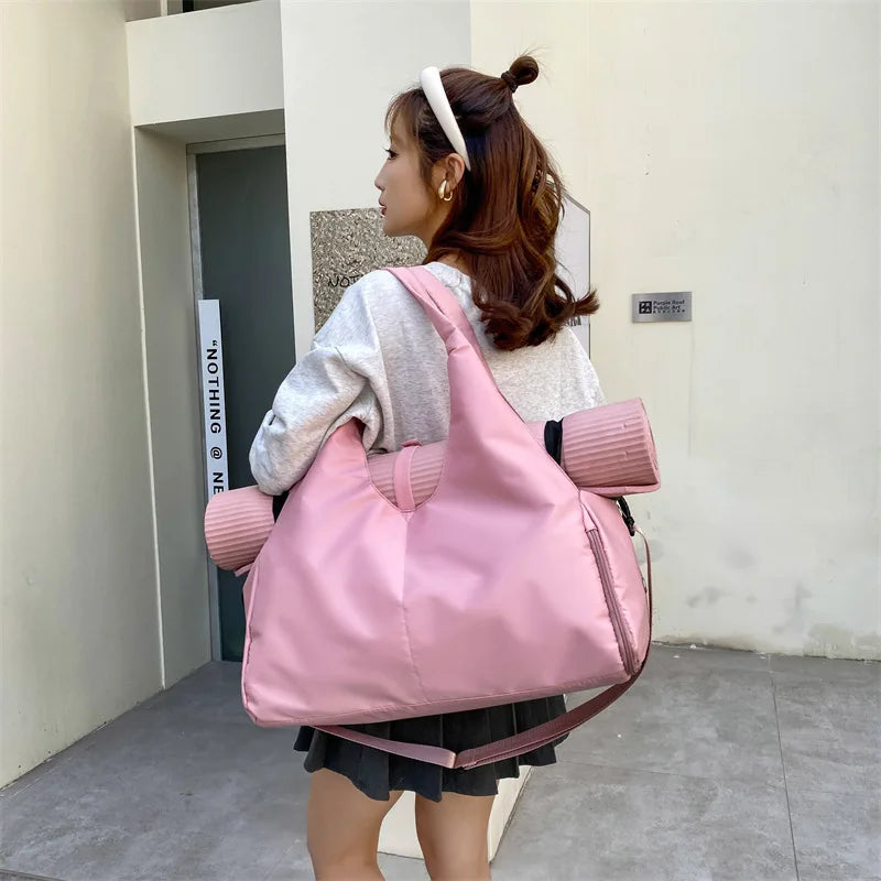 Qetesh New Yoga Bag Women's Sports Fitness Bag Wear-resistant Large Capacity Storage Travel Gym Bag