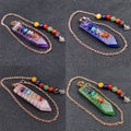 Natural  Crystal Reiki Healing Stones Folk Crafts Arrowhead Seven Chakra Wiring Pendant for Meditation