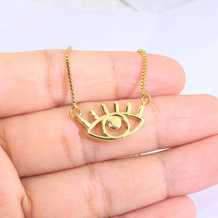 NM1277 Everyday Simple Dainty 18k Gold Plated Evil Eyes Good Luck Charms Pendant Necklaces for Lady