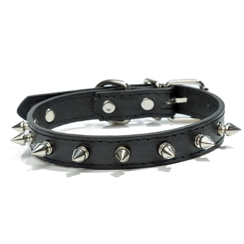 Modern Personalized Solid Leather Rivet Dog Collar Adjustable PU Leather Spike Dog Collars