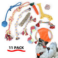 Best Indestructible Tough Squeaker 10 Pcs Gift Set Braided Ball and Cotton Bone Rope Small Pet Dog Chew Toy Knot for Puppies