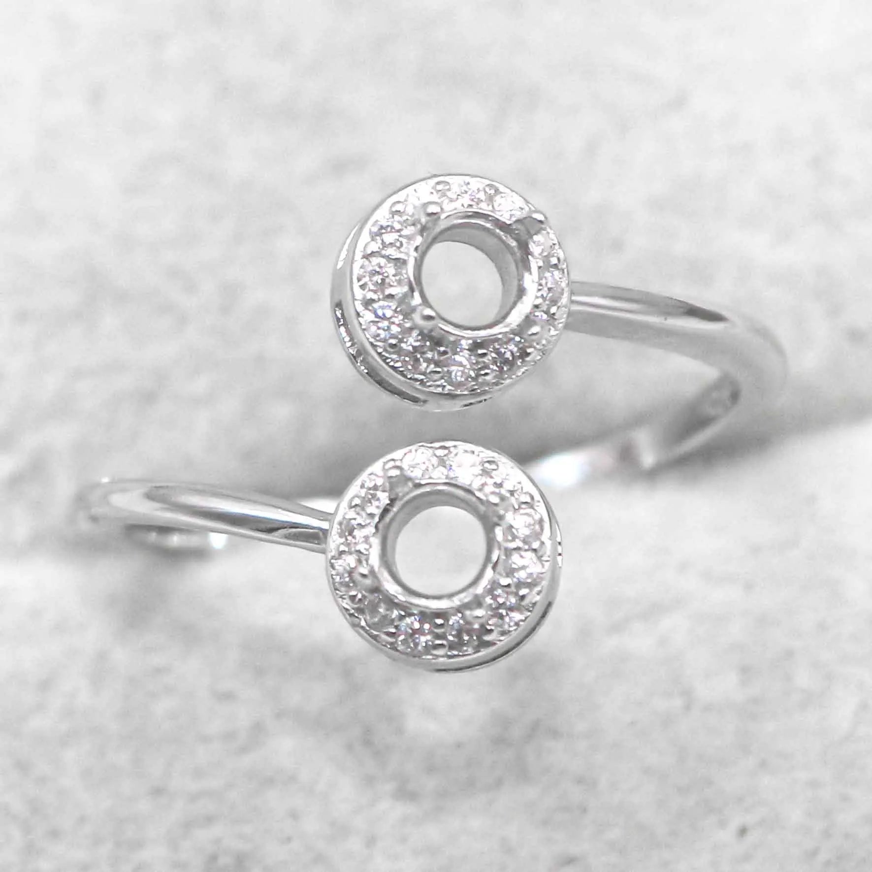 Semi Mount 4.5mm/3.5mm Sterling Silver Ring Frame Empty Blank Support Claws Setting S925 Base Without Center Stone for Inlay DIY