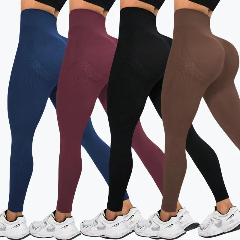 M092 Custom Logo Seamless Yoga Leggings Wholesale Women's Gym Workout Scrunch Butt Pants with Elastic Waist Closure