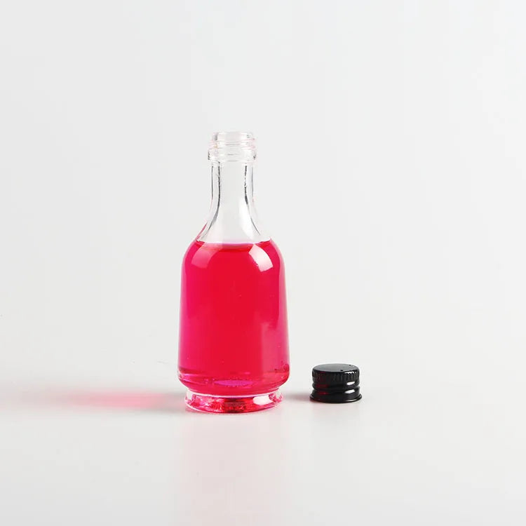 Mini Size 50ml Round Shaped Glass Liquor Bottle With Screw Cap