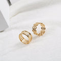 Women Popular 18K Gold PVD Plating Stainless Steel Chunky Link Hollow Chain Engineer Ring