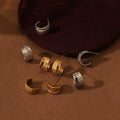 Fashion Statement Chunky Hoop Earrings Hammered Patterns Vintage Women Stainless Steel Party CC Huggies Earrings Jewelry