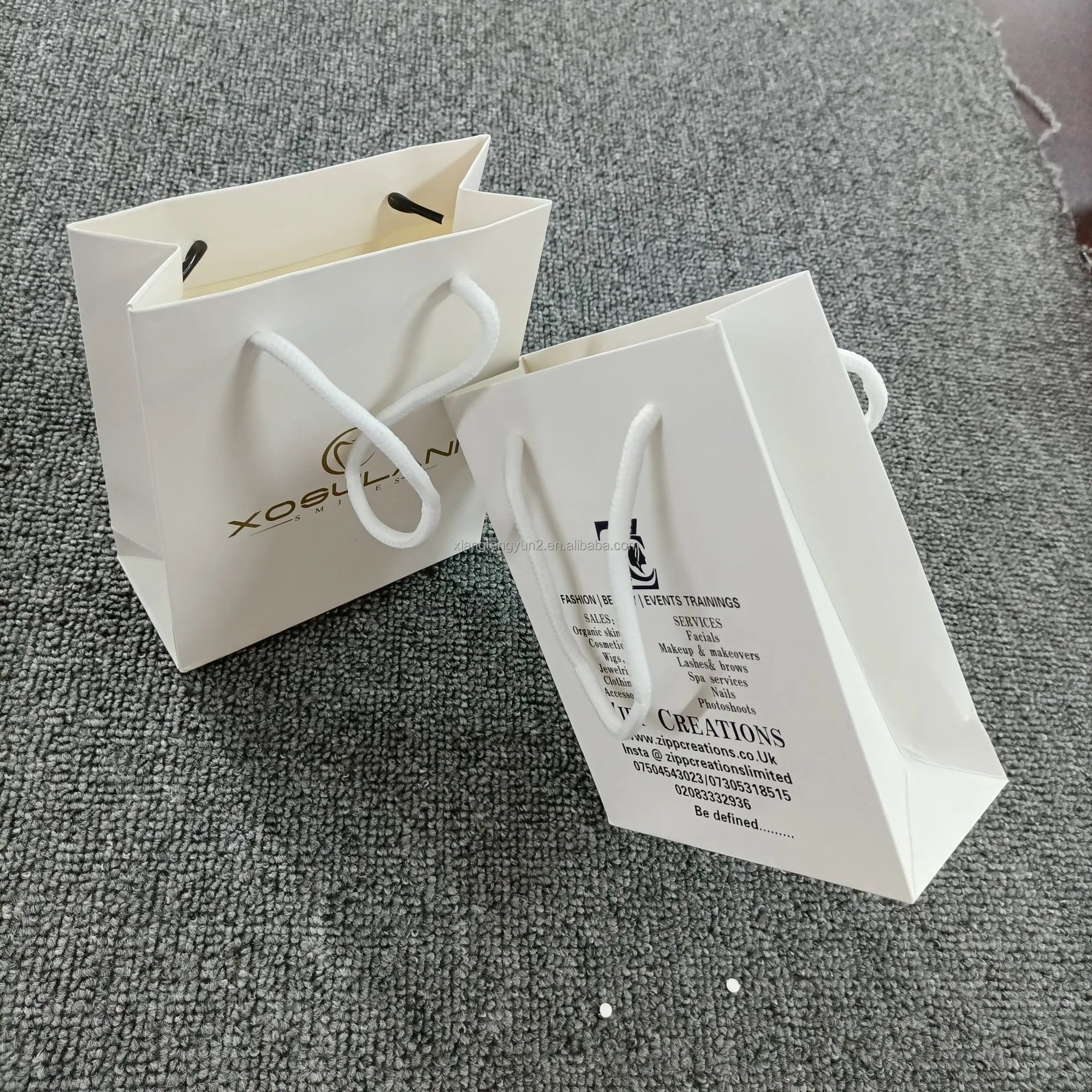 Custom Printed Your Own Logo Cardboard Packaging White Brown Kraft Gift Craft Shopping Paper Bag With Handles
