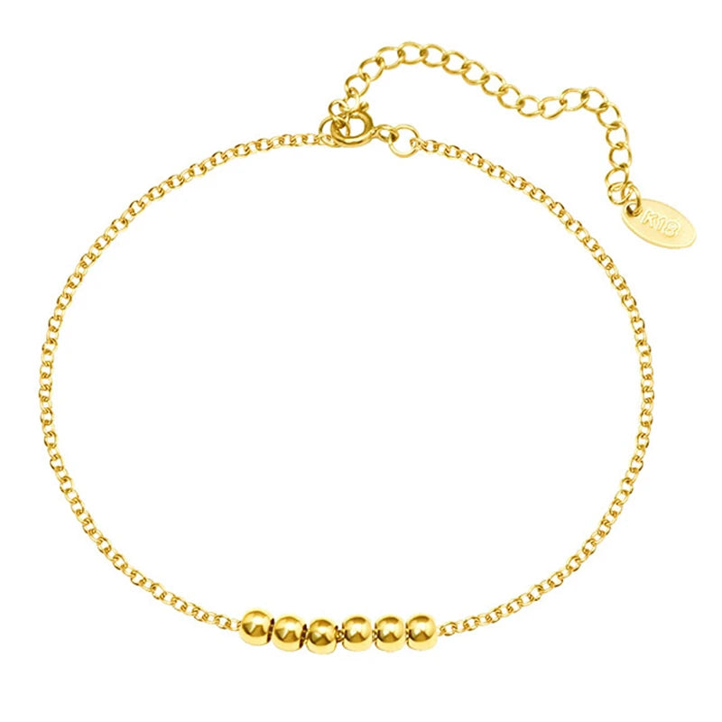 Gold Plated PVD Plating Stainless Steel Link Chain Removable Balls Charms Bracelet Anklet