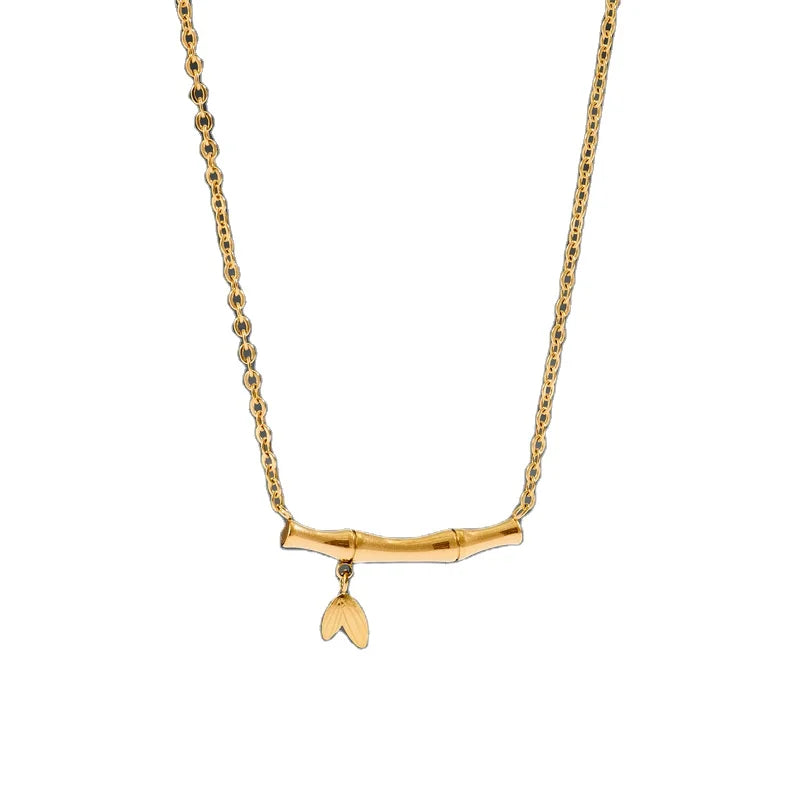 2022 18 K Gold  Stainless Steel Bamboo Necklace Light Luxury Design Does Not Fade