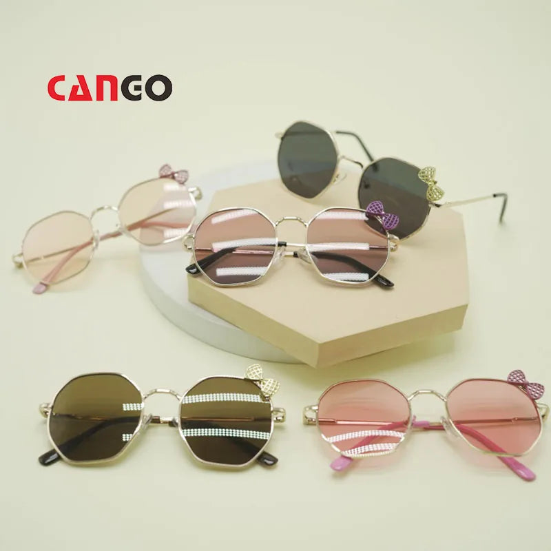 Wholesale Kids Children Sunglasses - Cute Girls Polygon Geometric Metal Frame Sun Glasses Eyewear