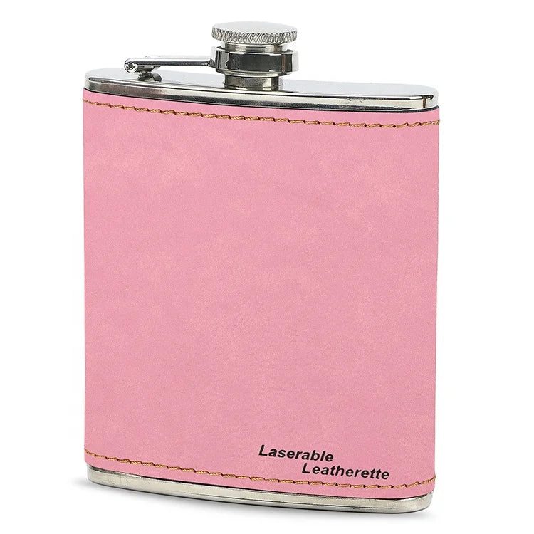 Wholesale Custom 7oz Pu Leather Stainless Steel Liquor Flask Flachmann Leak Proof Pocket Leatherette Wrapped Whiskey Hip Flask