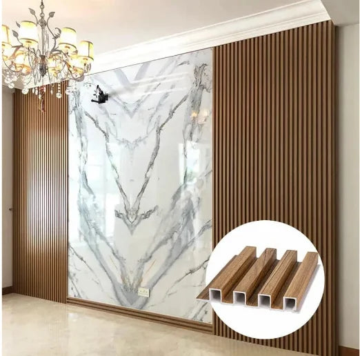 Hot Seller WPC Fluted Wall Panel/ Charcoal Boards Waterproof and Fireproof Decorative Wood Color Wall Panel