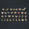 Women Small Piercing 18k Gold Brass Metal Jewelry Sweet Butterfly Ear Bone Nails Female Color Small Animal Earrings Studs
