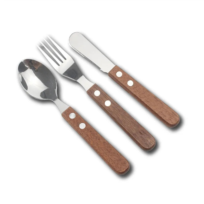 Stainless Steel Cutlery With Wooden Handle Flatware Sets Spoons Knife Fork