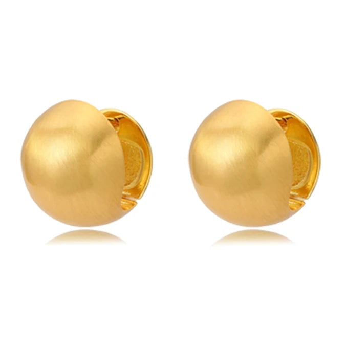 Gold-plated Brass 1.5cm Brushed and Matte Gold Ball Earrings Ear Clasps for Women Custom Fashion Jewelry