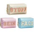 Custom Quilted Luxury Premium Cute Cosmetic Makeup Pouch  Travel for Toiletry Leather Cosmetic Bag Zipper Promotional Gift Bag