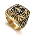 Wholesale Titanium Steel Ring Silver Gold Casting Freemasonry Men Fraternity Stainless Steel Ring Finger Rings