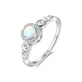 Fine Jewelry 925 Sterling Silver Fashion Pave Zircons Round Natural Opal Rings For Women Wedding